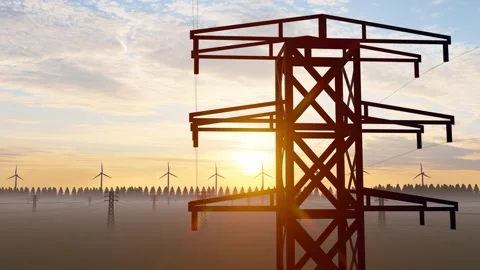 State Grid UHV tower power supply and power generation Stock Footage 291003115