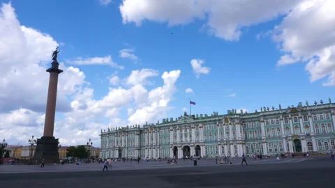 The State Hermitage Museum, flying clouds. Stock Footage 202210370