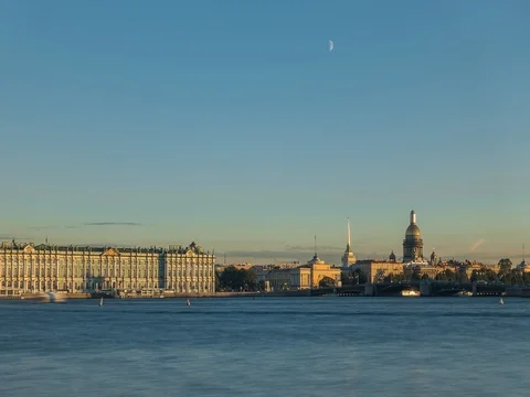 The State Hermitage Museum. Sunset Timelapse Stock Footage 70396129