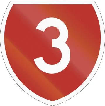 State highway shield with number 3 in New Zealand Stock Illustration