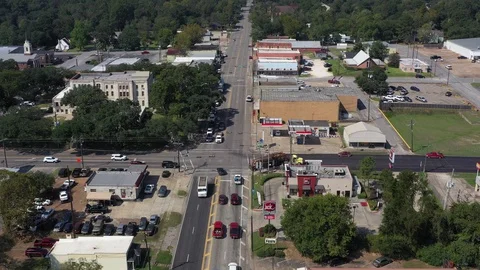 State Highway Through a Small Town, Woodville, Texas, USA Stock Footage 129323341
