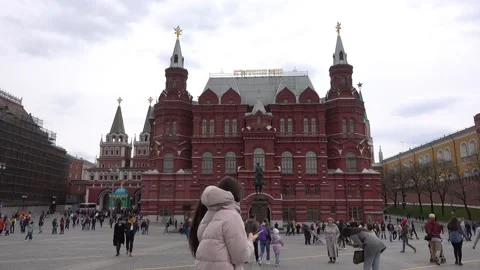State Historical Museum, Monument to Marshal G. K. Zhukov, Manezhnaya Square. Stock Footage 153854048