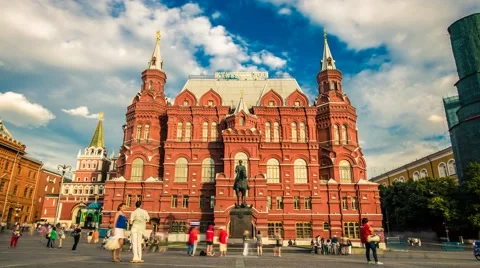 The State Historical Museum on Red Square time lapse Stock Footage 61077571