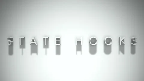 State hooks 3D title animation with shadows on a white background Stock Footage 297268968