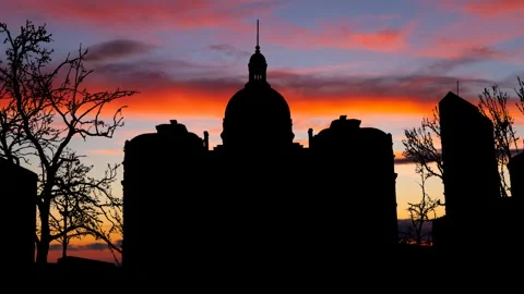 State House in Indianapolis, Time Lapse at Twilight with Colourful Sky Stock Footage 244067046