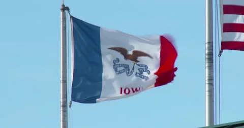 State of Iowa Flag Blowing in Wind - 4k Stock Footage 60856606