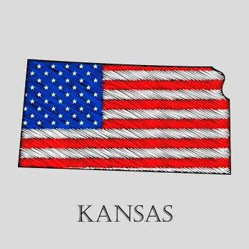 State Kansas - vector illustration. Stock Illustration