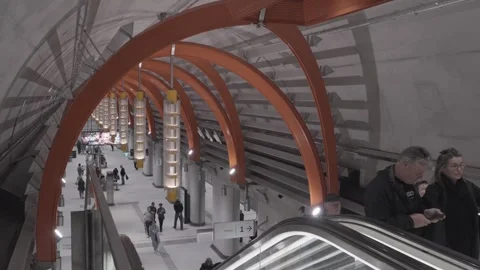 State Library Station Concourse From Escalator Landing Stock Footage 322075823