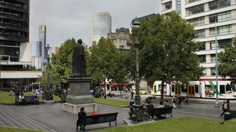 State Library Steps, Melbourne, Australia 2K Video stock 7908339