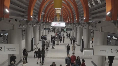 State Library tation Concourse With Platform Signage Stock Footage 322075832