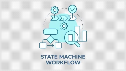 State machine workflow blue concept icon animation Stock Footage 344176591