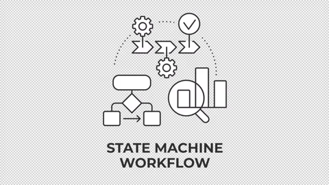 State machine workflow line concept icon animation Stock Footage 340576514