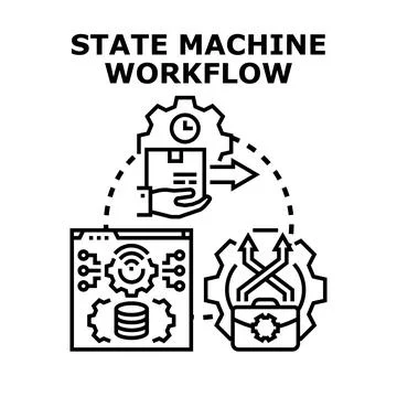 State machine workflow process automation concept Illustrazione stock