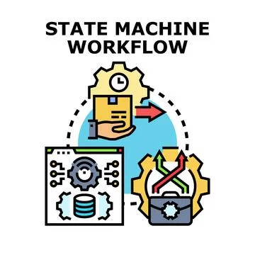 State machine workflow process automation concept Stock Illustration
