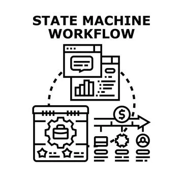 State machine workflow process automation concept Stock Illustration