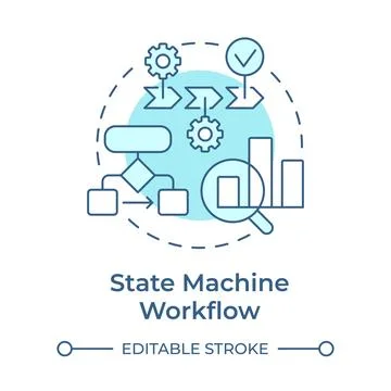 State machine workflow soft blue concept icon Illustrazione stock