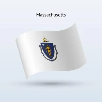 State of Massachusetts flag waving form 스톡 일러스트