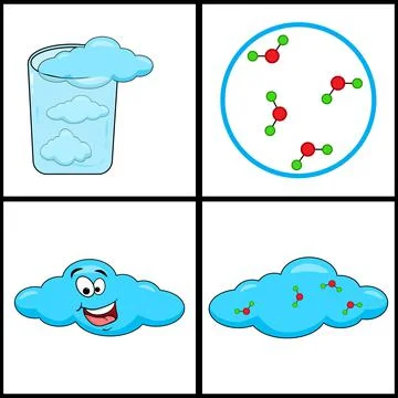State of matter - gas. Cloud, h2o molecule and steam. Vector illustration iso Stock Illustration