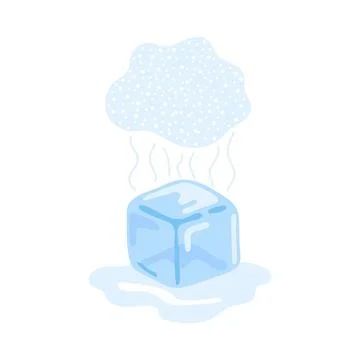 State of matter ice cube, water and gas. Physical change of solid, liquid to 스톡 일러스트