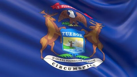 State of Michigan flag. Flags of the states of USA. Stock-Illustration