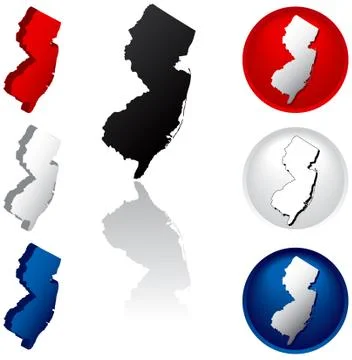 State of New Jersey icons 库存插图