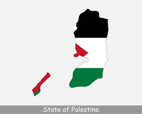 State of Palestine Map Flag 库存插图