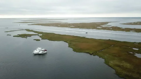 State Park Boat Basin, Robert Moses Crossway Harbor, Robbins Rest, New York Stock Footage 99120865