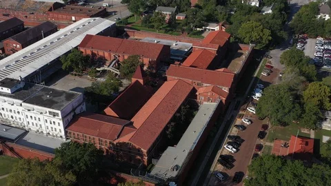 State Penitentiary Cell Blocks and Chapel, Huntsville, Texas, USA 스톡 동영상 129323058