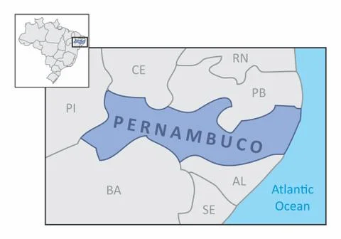 State of Pernambuco map Stock Illustration