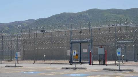 State prison facility front security gates. Stock Footage 107408500