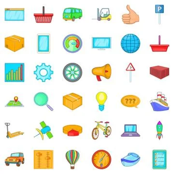 State procurement icons set, cartoon style Illustrazione stock