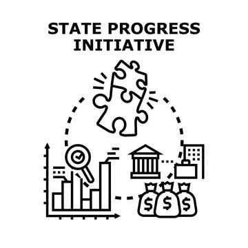 State progress initiative concept uniting public management Stock Illustration