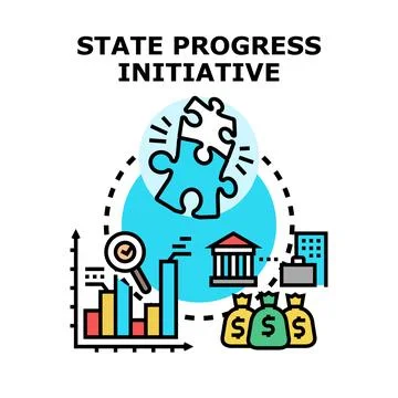 State progress initiative concept uniting public management Stock Illustration