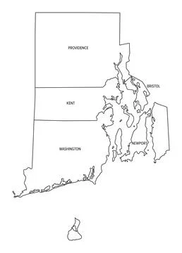State of Rhode Island divided into counties, outline map Stock Illustration