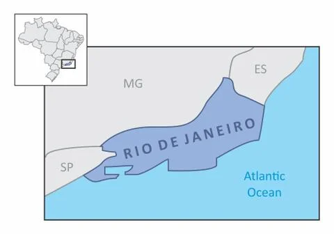 State of Rio de Janeiro map Stock Illustration