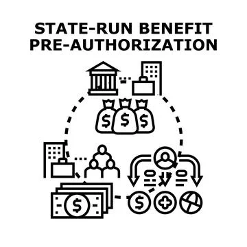 State run benefit pre authorization process flowchart Illustrazione stock