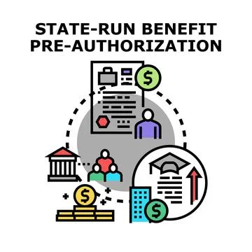 State run benefit pre authorization process concept Stockillustratie