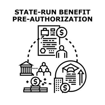 State run benefit pre authorization process concept Illustrazione stock