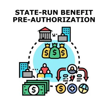 State run benefit pre authorization process flowchart Illustrazione stock