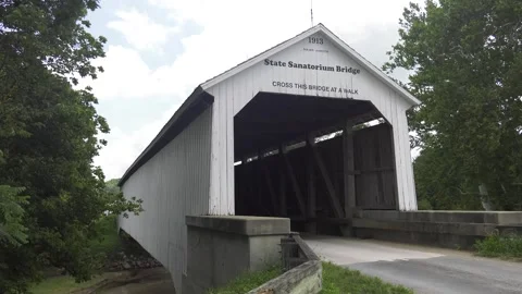 State Sanatorium Covered Bridge In Park County Indiana Stock Footage 263849352