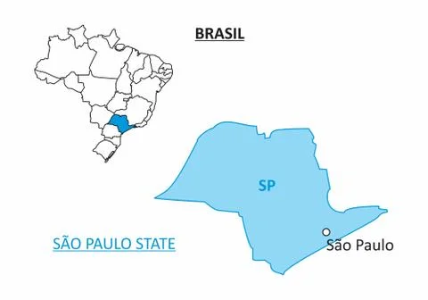 State of Sao Paulo map Stock Illustration