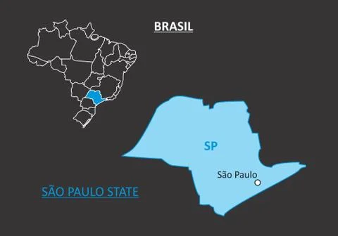 State of Sao Paulo map Stock Illustration