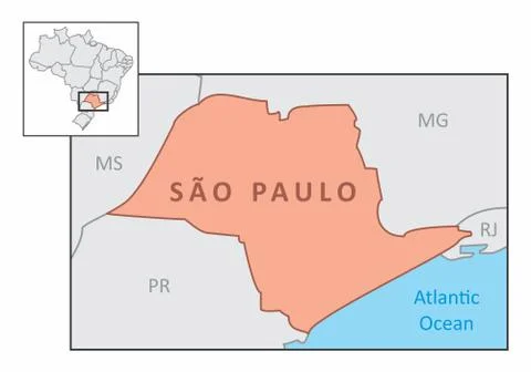 State of Sao Paulo map Stock Illustration