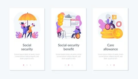 State social security system app interface template. Stock Illustration