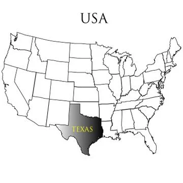 The State of Texas on the map  America Stock Illustration