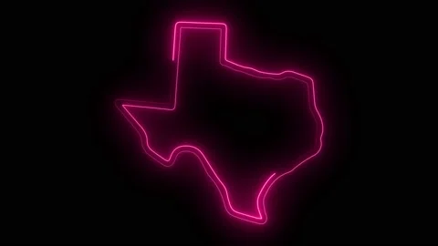 State of Texas map neon line on a black background. 4K Animation. Stock Footage 234412543