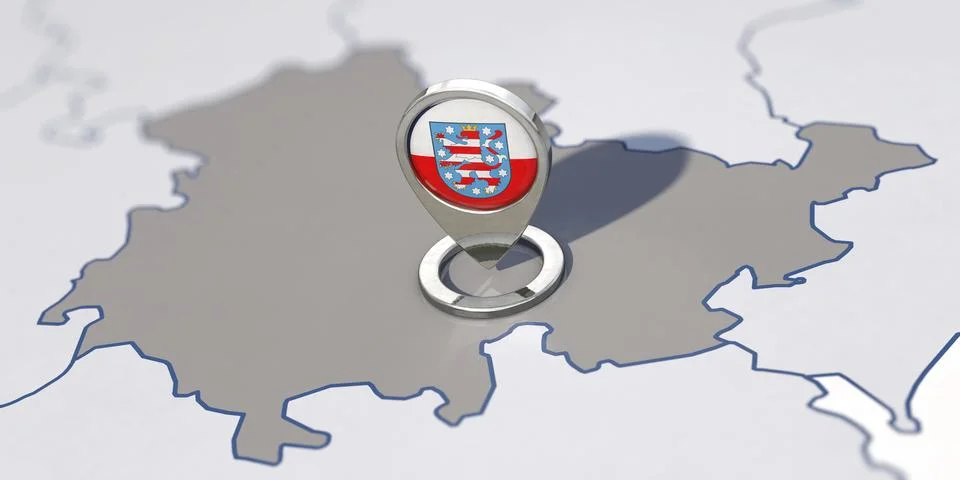State of Thuringia and navigation pin with the Thuringia flag Stock Illustration