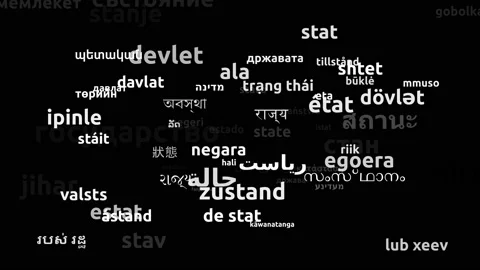 State Translated in 70 Worldwide Languages Endless Looping 3d Zooming Wordclo Stock-Footage 145224464