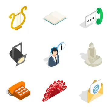 State of wellness icons set, isometric style Illustration
