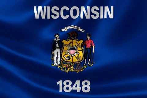 State of Wisconsin Flag Stock Illustration